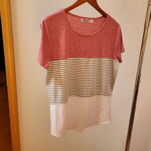 YunJey wmns tri section/color jersey red/gray/white sz L
